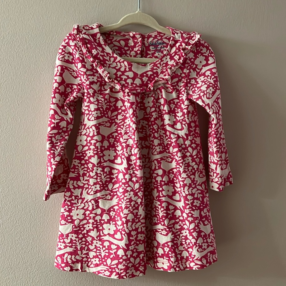 Baby Bowden Pink & White Bunny knit Dress. EUC like new!